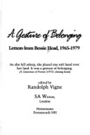 Cover of A Gesture of Belonging
