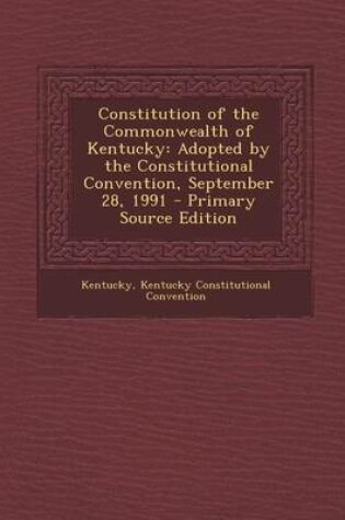 Cover of Constitution of the Commonwealth of Kentucky