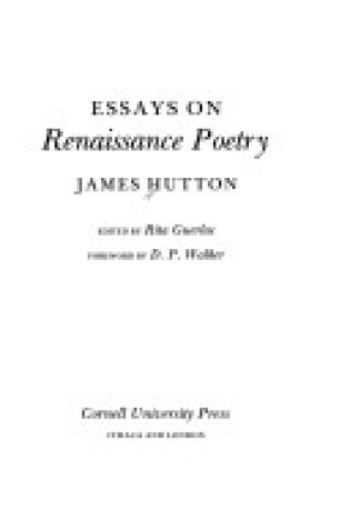 Cover of Essays on Renaissance Poetry