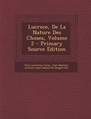 Book cover for Lucrece, de La Nature Des Choses, Volume 2