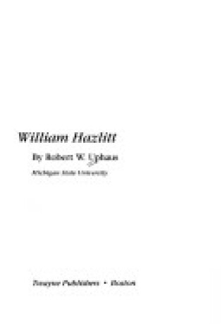 Cover of William Hazlitt