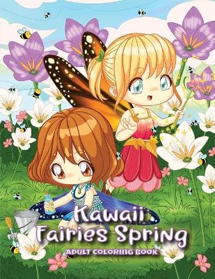 Book cover for Kawaii Fairies Spring Adult Coloring Book