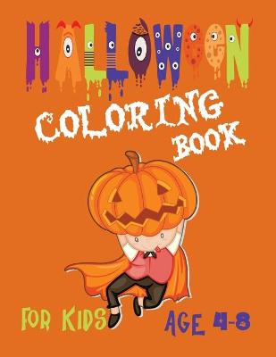 Book cover for Halloween coloring book for kids age 4-8
