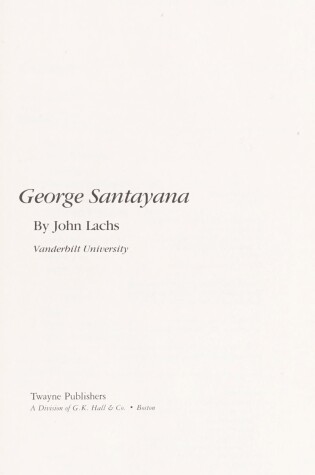 Cover of George Santayana