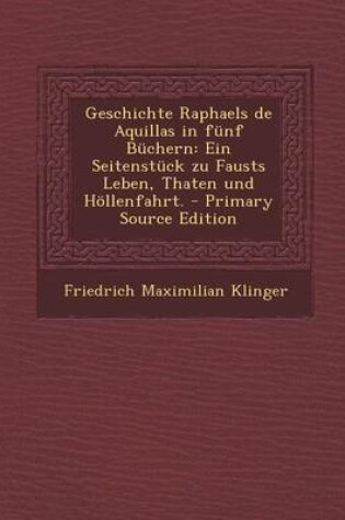 Cover of Geschichte Raphaels de Aquillas in Funf Buchern