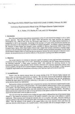 Cover of Laboratory Experimentation Model of the 270 Degree Electron Tophat Analyzer