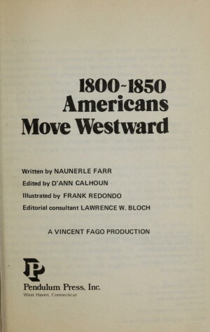 Book cover for 1800-1850; Americans Move Westward