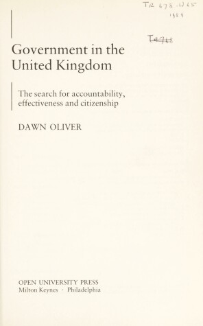 Book cover for Government in the United Kingdom