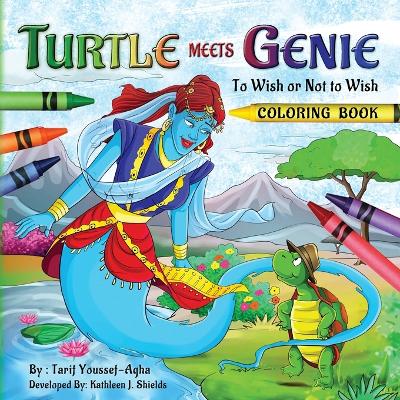 Book cover for Turtle Meets Genie, The Coloring Book