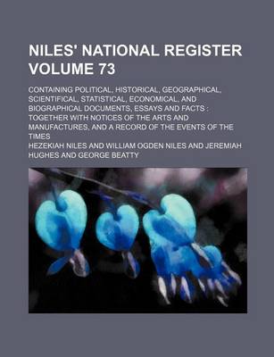 Book cover for Niles' National Register Volume 73; Containing Political, Historical, Geographical, Scientifical, Statistical, Economical, and Biographical Documents, Essays and Facts
