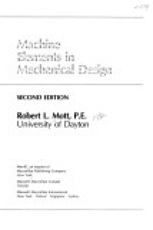 Cover of Machine Elements Mechanical Design