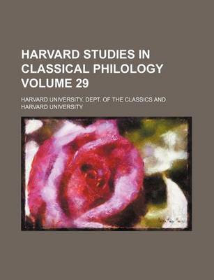 Book cover for Harvard Studies in Classical Philology Volume 29