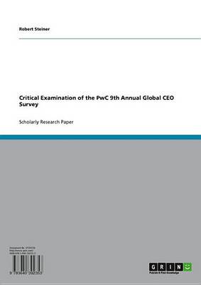 Book cover for Critical Examination of the Pwc 9th Annual Global CEO Survey