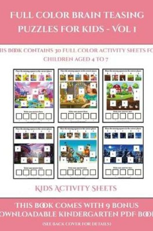 Cover of Kids Activity Sheets (Full color brain teasing puzzles for kids - Vol 1)