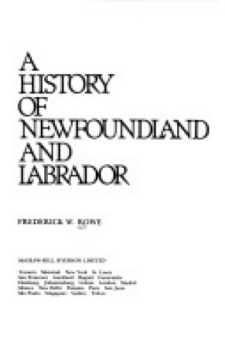 Cover of History of New Foundland and Labrador