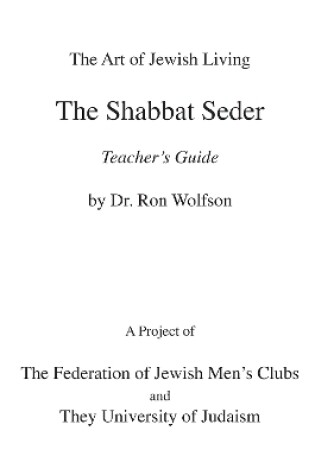 Cover of Shabbat Seder Teacher's Guide