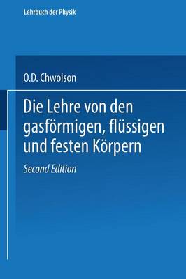 Book cover for Die Lehre von den gasförmigen, flüssigen und festen Körpern