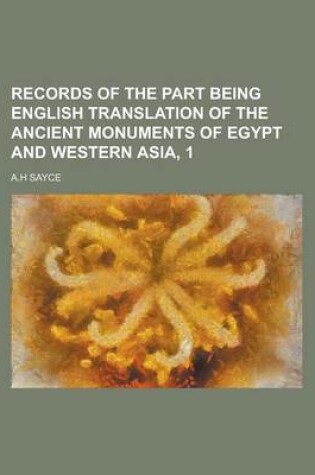 Cover of Records of the Part Being English Translation of the Ancient Monuments of Egypt and Western Asia, 1