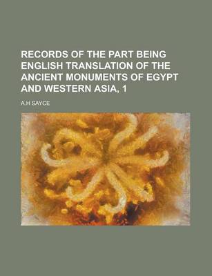 Book cover for Records of the Part Being English Translation of the Ancient Monuments of Egypt and Western Asia, 1