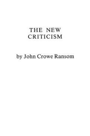 Cover of The New Criticism