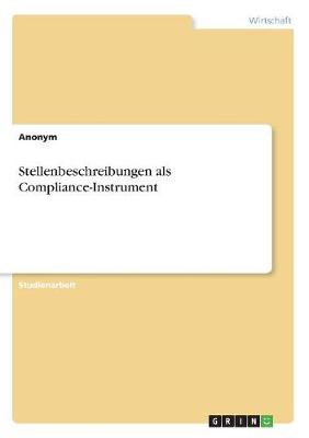 Book cover for Stellenbeschreibungen als Compliance-Instrument