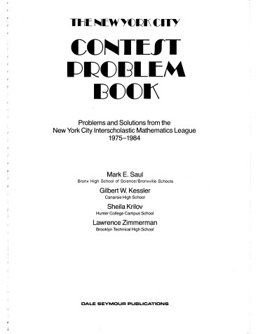 Book cover for The New York City Contest Problem Book