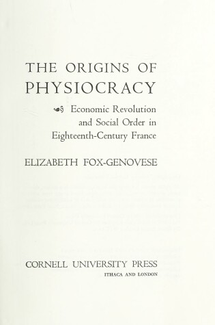 Cover of Origins of Physiocracy