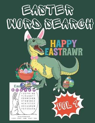 Book cover for happy eastrawr easter word search