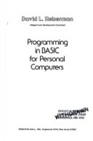 Cover of Programming in BASIC for Personal Computers