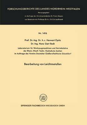 Book cover for Bearbeitung Von Leichtmetallen