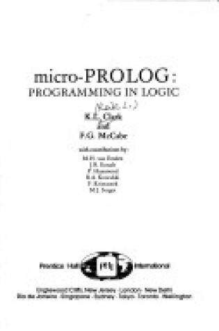 Cover of Micro-PROLOG