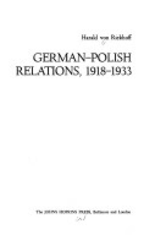 Cover of German-Polish Relations, 1918-33