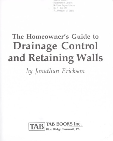 Book cover for Homeowner'S Guide Drainage Control. H/C