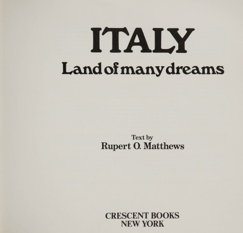 Book cover for Italy Land of Many Dreams
