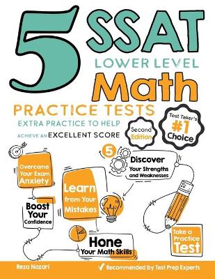 Book cover for 5 SSAT Lower Level Math Practice Tests