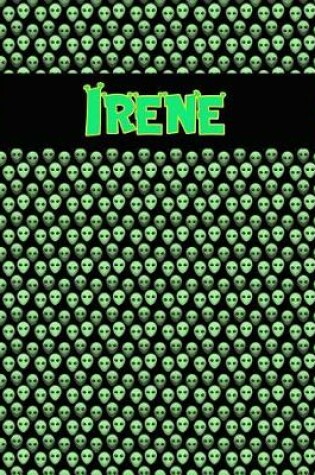 Cover of 120 Page Handwriting Practice Book with Green Alien Cover Irene