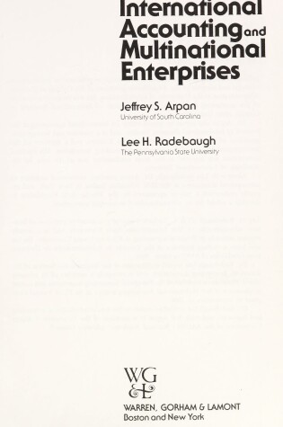 Cover of International Accounting and Multinational Enterprises