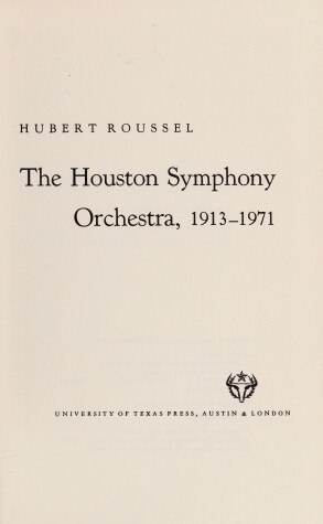 Cover of Houston Symphony Orchestra, 1913-71