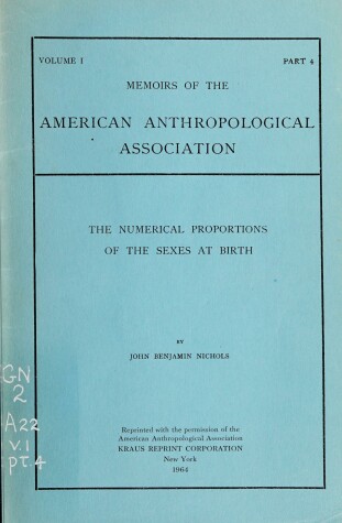 Book cover for Numerical Proportions of the Sexes at Birth