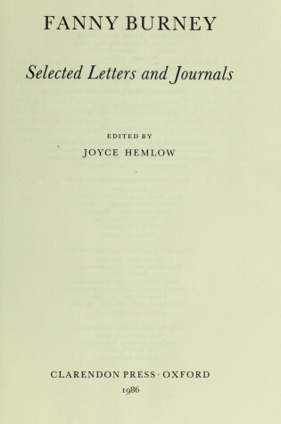 Cover of Selected Letters and Journals