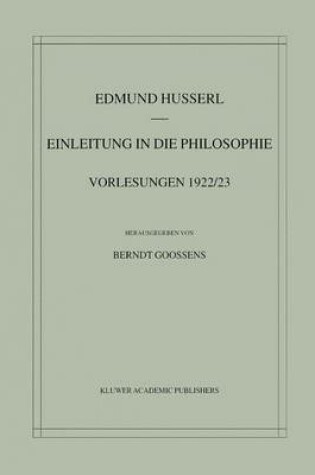 Cover of Einleitung in Die Philosophie