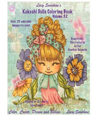 Book cover for Lacy Sunshine's Kokeshi Dolls Coloring Book Volume 32