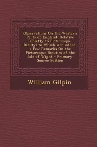 Cover of Observations on the Western Parts of England