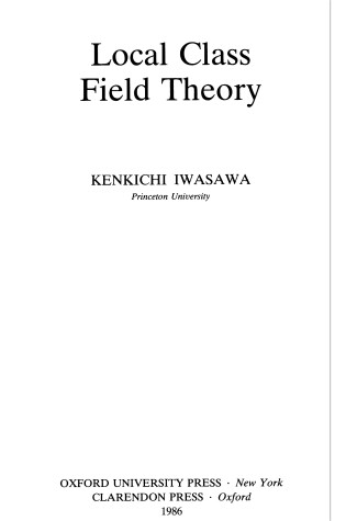 Cover of Local Class Field Theory