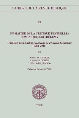 Book cover for Un maitre de la critique textuelle: Dominique Barthelemy