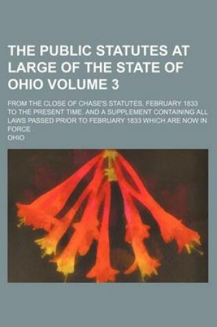 Cover of The Public Statutes at Large of the State of Ohio Volume 3; From the Close of Chase's Statutes, February 1833 to the Present Time. and a Supplement Containing All Laws Passed Prior to February 1833 Which Are Now in Force