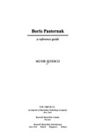 Cover of Boris Pasternak: a Reference Guide