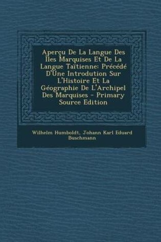 Cover of Apercu de La Langue Des Iles Marquises Et de La Langue Taitienne
