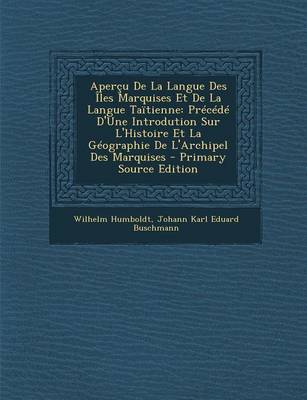 Book cover for Apercu de La Langue Des Iles Marquises Et de La Langue Taitienne