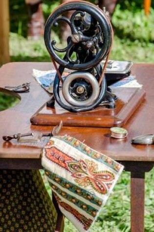 Cover of Antique Sewing Machine with Quilt Blocks Journal